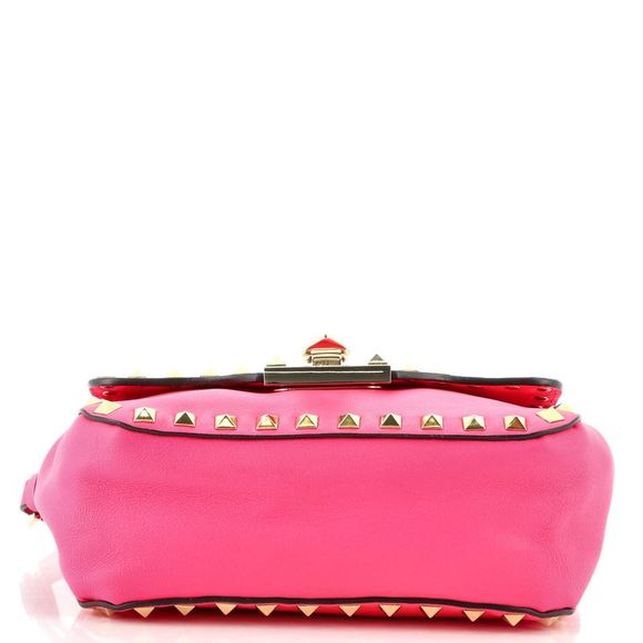 Valentino Garavani Rockstud Flip Lock Flap Bag Leather Mini Pink - Picture 4 of 7